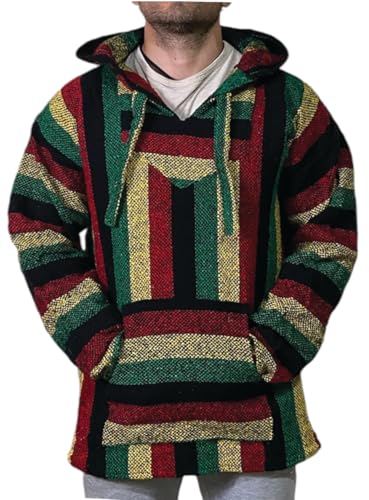 Baja Hoodie Drug Rug Surfer Poncho Pullover Sweater Unisex (as1, alpha, x_l, regular, regular, Rasta)