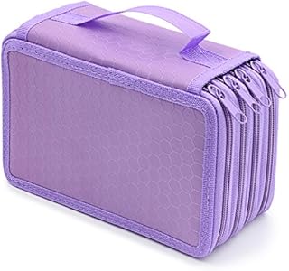 IGNPION 72 Inserting Portable Large Capacity Multi-layer Pencils Case Holder Pouch Bag Colouring Pencils Organiser for School Office Teenagers Girls(Purple) (Pencils NOT Included)