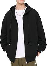 Inkpoo Men's Autumn Clothes, Hoodie, Long Sleeve, Hoodie, Cardigan, Unisex, Zip-up, Sweatshirt, Top, Pullover, Solid, Casual, Loose, Stylish, Popular, Simple, Spring, Autumn and Winter Clothes