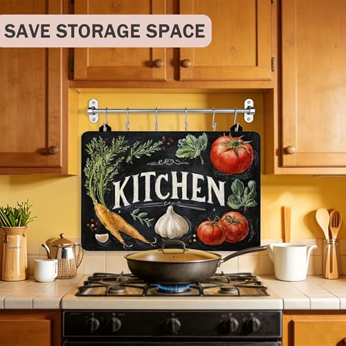 Image of Kitchen Vegetables Stove Cover for Electric and Glass Stove Tops 3-in-1 Stove Mat, Heat Resistant Counter Protector Mat, Non-Slip Surface & Drying Rack, 28.5 inchLx20.5 inchW