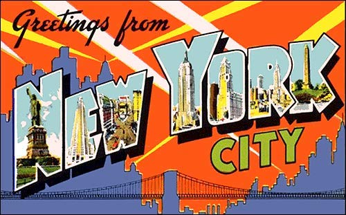 American Vinyl Greetings from New York City Sticker (Vintage Post Card NYC Design)