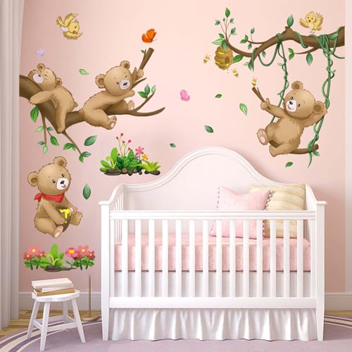 Vinilos decorativos Woodland Bear para pared de habitación infantil miniatura 2