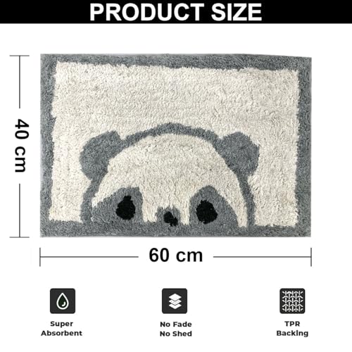 Image of Luxe Home Bath Mat Canada Panda Super Soft Anti Skid Slip Water Soak Washable Door Mats for Home, Bathroom Mat, Floor Mat, Kitchen Mat for Floor (40x60 cm) Grey