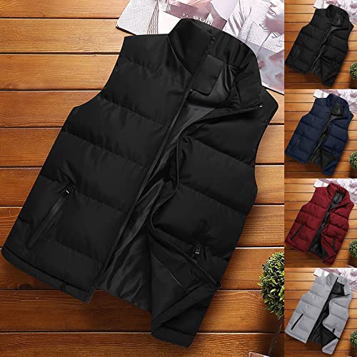 HGps8w Plus Size Women's Puffer Vest, Stand Collar Sleeveless Zip Up Puffy Coats Warm Winter Padded Gilet Jacket With Pockets2