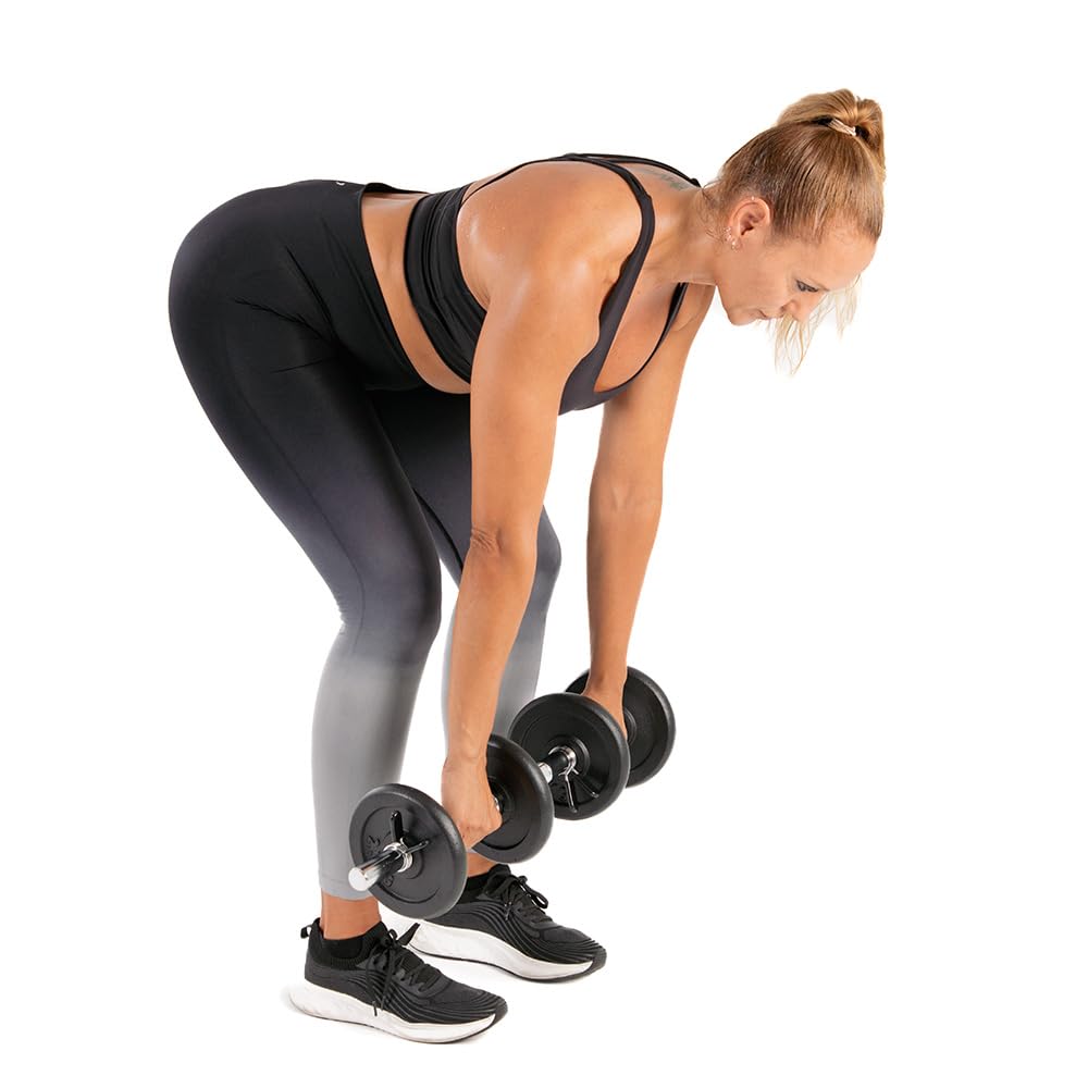 EVERGY Set Mancuernas Ajustables para Gimnasio en Casa 20 kg – 2 mancuernas con discos intercambiables (2 a 10 kg c/u), barras acero 35 cm, mango 28 mm, 4 cierres