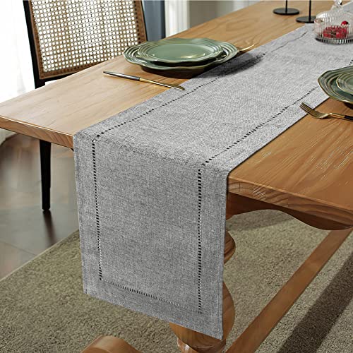 LOMOHOO Rustic Table Runner 72 Inches Long Linen Grey Table Runner,Farmhouse Table Runners,Modern Table Runners for Kitchen Dining Table Decoration13x72Inches - Image 2