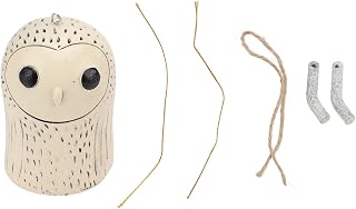 Rustic Hanging Animal Wind Chimes, Hand Made Resin Garden Decoration, Vintage Farmhouse Windbell with Natural Colors and Textures, Unique Animal Shape Design for Gardens Backyards (A Owl)