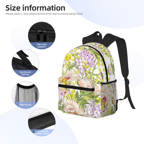 Sac à dos de voyage imprimé floral jaune violet sac double épaule One Size