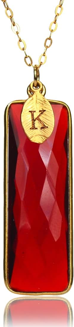 Susabella Rectangular Gemstone Necklace, Birthstone Jewelry, Sterling Silver or 18K Gold, Personalized Bar Necklace, Gifts for Mom