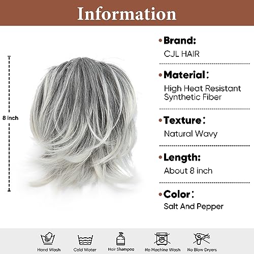 CJL HAIR Claw Clip Short Ponytail Hair Extensions DIY Bendable Metals Messy Bun Hair Piece for Wonen Straight Synthetic Fake Hairpieces Salt and Pepper - Image 2