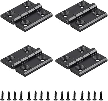 4 Pcs Black Zinc Alloy Hinge Door Frame Hinges Aluminum Profile Hinge Install Kit for 2020 Aluminum Extrusion Profile Slot 6mm 50x50mm