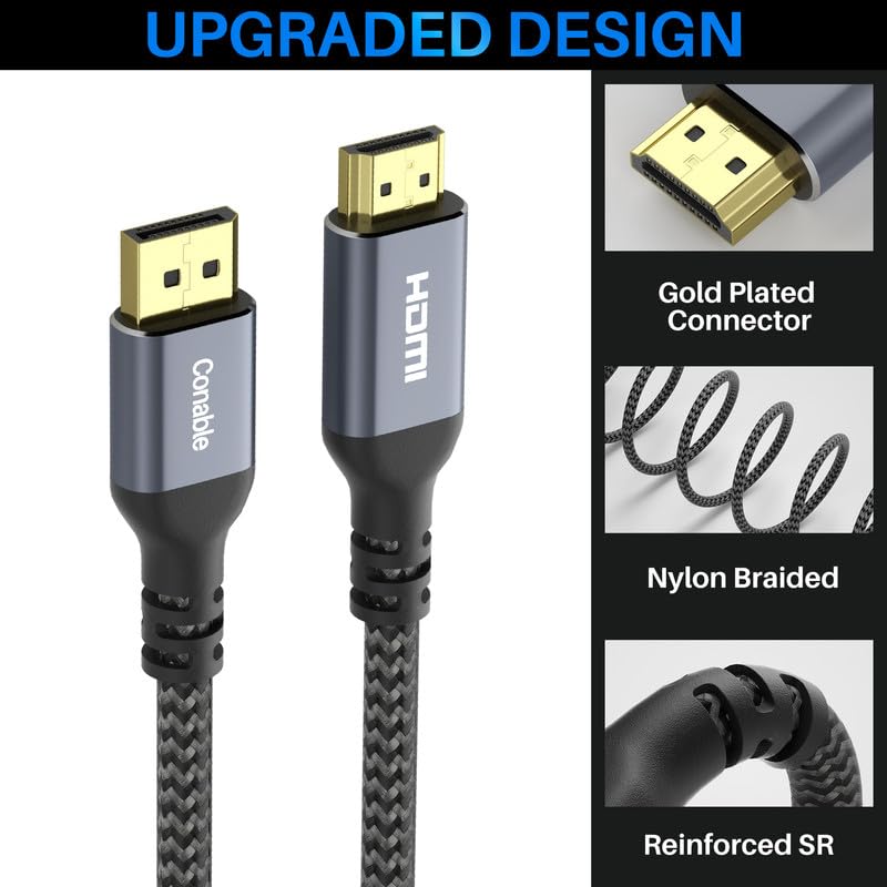 Câble DisplayPort vers HDMI 4K haute vitesse actif avec connecteurs durables de 4,5 m