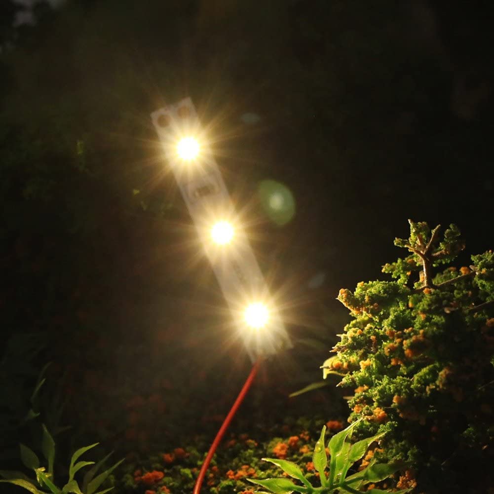 HUAZIZ 10 pcs 3-LED Hausbeleuchtung, 5cm Warmweiss mit Kabel 20cm 12-18V, Modellbau Led Beleuchtung, Modellbau Led Beleuchtung, modellbau beleuchtung modelleisenbahn beleuchtung - 5