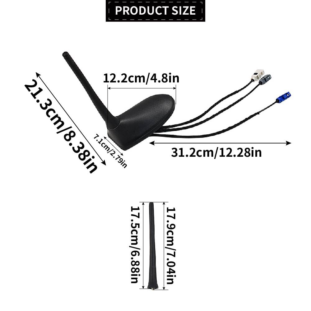 Antenna per Tetto con Connettori FM DAB+ GPS Compatibile con Jeep FIAT 500 Minto Giulietta 521153920 52115392 + 52068564