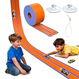 ACELIFE Flexible Autorennbahnen, 4.5M Autorennbahn Inklusive 4 Autos Tragbare Dual Rennstrecke Rampen für 1/64th Autos Spielzeug Geschenk für Kinder ab 3+ Jahr
