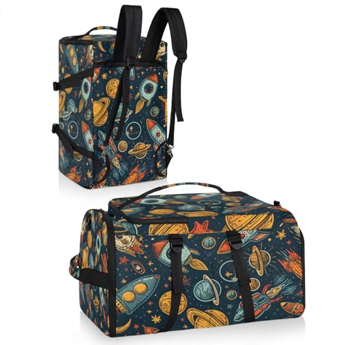 Tactical Sports Duffle Bag for Travel Waterproof Gym Bag with Shoe Compartment 48L Carry On Luggage for Men & Women 3-in-1 Durable Travel Luggage Full Spaceships2