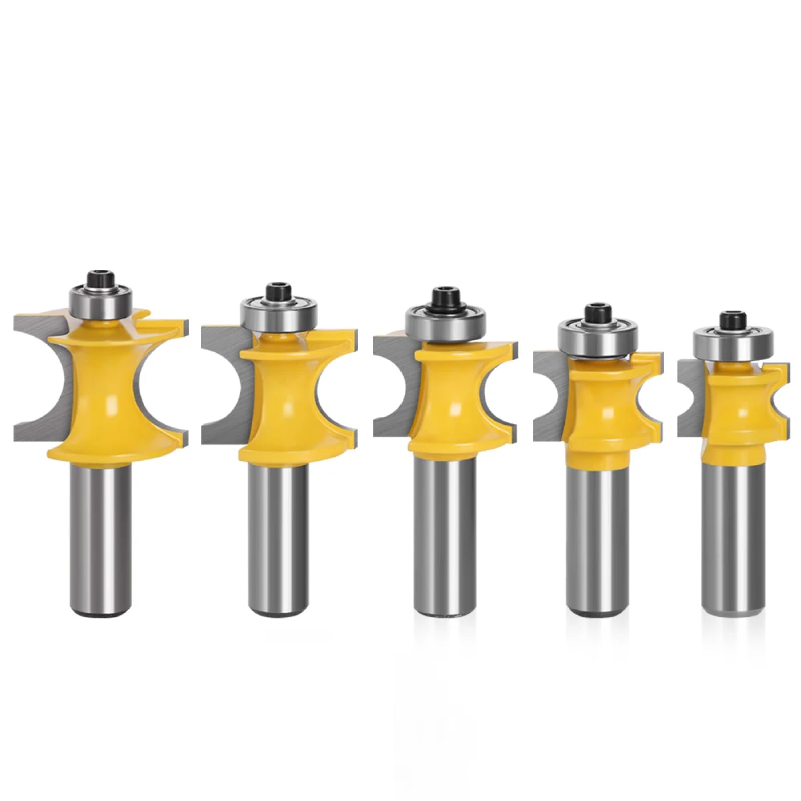 Broca Semiredonda Bullnose De 5 Uds Con Brocas De Fresa De Rodamiento Para Herramienta De Carpintería De Madera Fresa,vástago De 12,7 Mm
