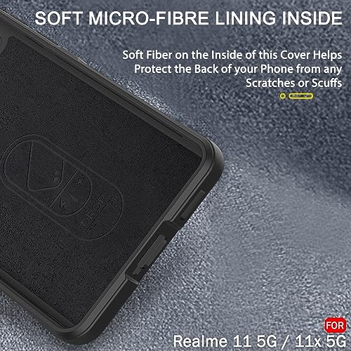 Image of TheGiftKart Liquid Silicon Back Cover Case for Realme 11 / 11X 5G / Narzo 60X 5G | Shockproof Military Grade Protection | Micro-Fibre Cloth On Inner Side | Built-in Anti-Slip Grip Cover (TPU, Black)