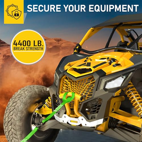 Image of AUGO Heavy Duty Ratchet Straps & Soft Loops - Pack of 4 Extra Strong 1.5 inch by 15' Ratchet Straps w /S-Hook Safety Latches & 4 Soft Loop Tie Downs - 4400Lb Break Strength for Motorcycles, ATVs, Etc.