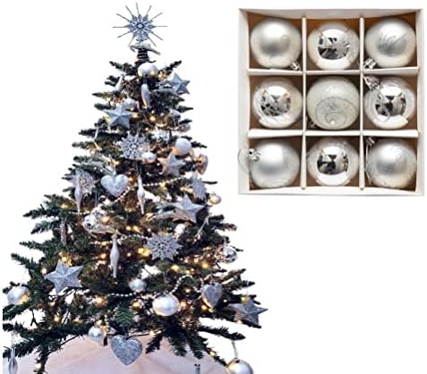 9pc Luxury Premium Baubles, Christmas Tree Bauble Decorations Matte, Glitter, shiny & Frosted (6cm) (Dk Purple)