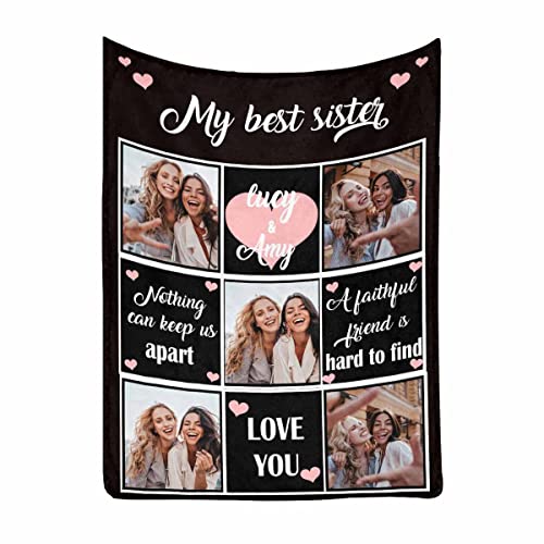 MyPupSocks Customized Best Friend Blanket for Girl Gifts, My Best Sister Nothing Can Keep Us Apart Love You Throw Blanket Friendship Bedding Blanket for BFF Sister Birthday Bedroom Decorative 70x80