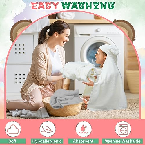 Image of Xtinmee Toddler Bath Towels Hooded for Kid 0-5 Year 28 x 47 Inch Absorbent Baby Hooded Towel with Bear Ears Large Boys Girls Infant Towels Bathrobe Shower Blanket(Classic Color,2 Pcs)