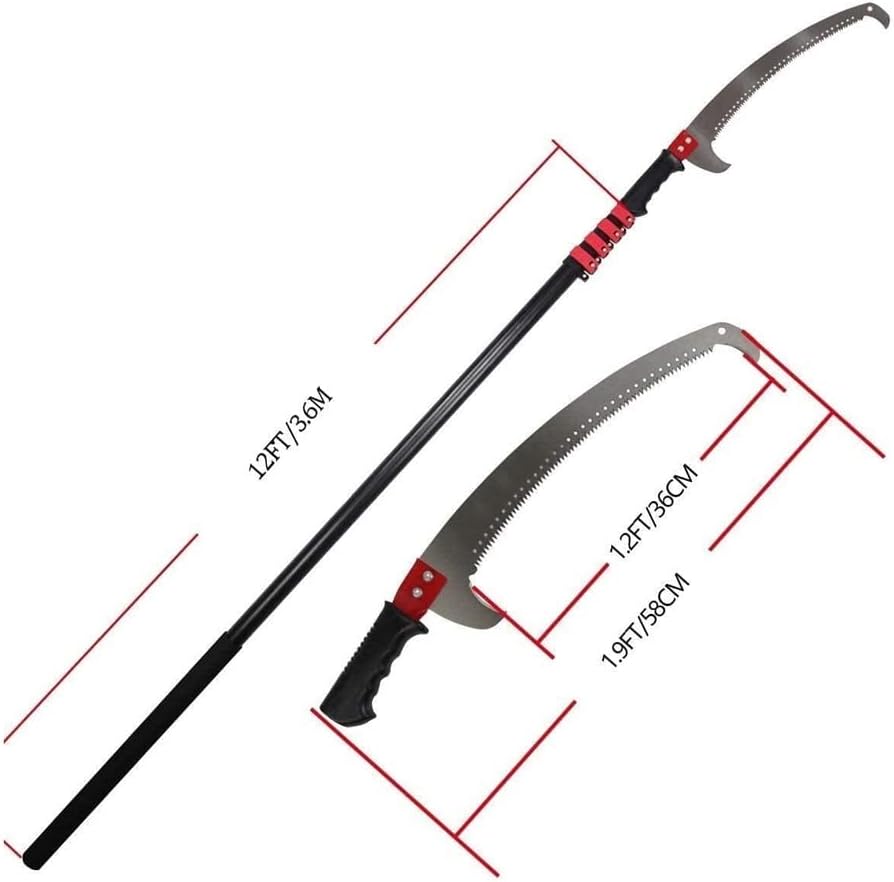 Telescopic Pole Saw，Extendable Telescoping Landscaping Pole Saw 12FT/3.6M Used for Pruning and Trimming Branches and Leaves High-altitude Fruit Tree Branch Saw Gardening Tool