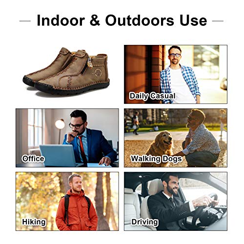 Govicta Mens Casual Shoes Leather Slip On Loafers Oxford Comfortable Leather Chukka Boot For Men Work Office Dress Outdoor Shoes Khaki Size10.5 #TOP6