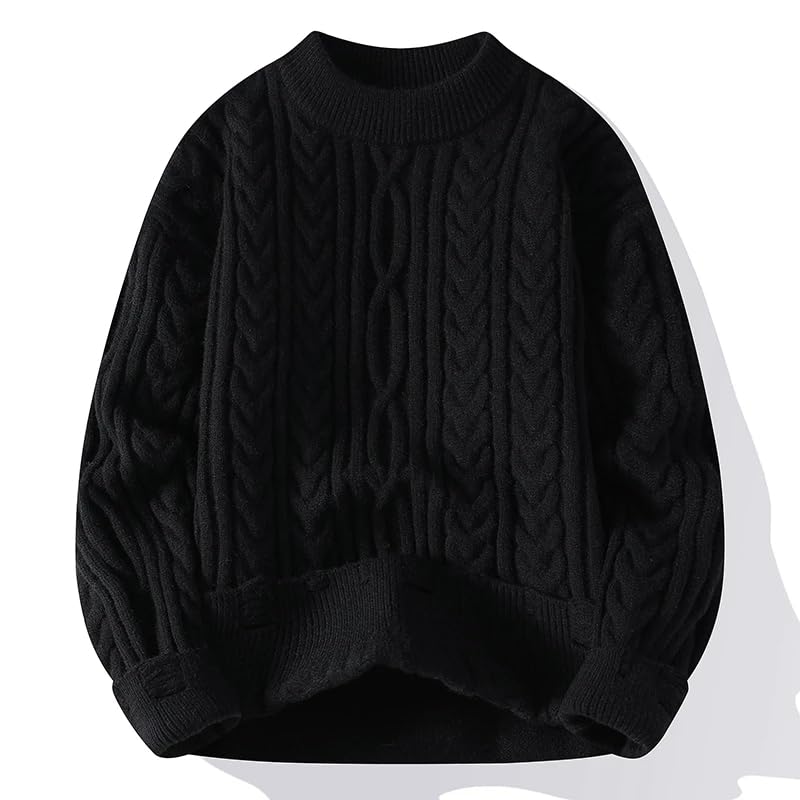 Autumn Winter O-Neck Sweater Men Solid Color Knitted Pullovers Mens Casual Loose Knit Sweaters4