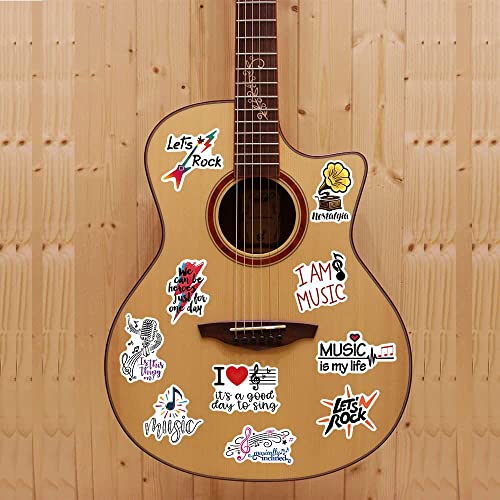 50Pcs Music Stickers,Motivational Positive Music Decal, Vinyl Waterproof Stickers For Water Bottles Laptops Wall Scrapbook Skateboard Computer Phone Luggage Guitar #TOP4