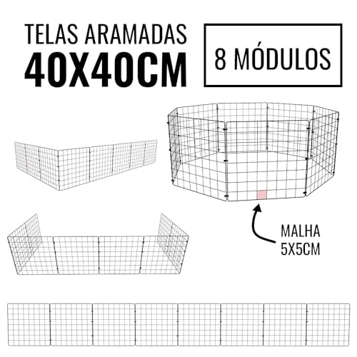 Cercadinho Pet Dobrável para Cachorros de Pequeno Porte Cercado Móvel com 8 Telas de 40cm de Altura
