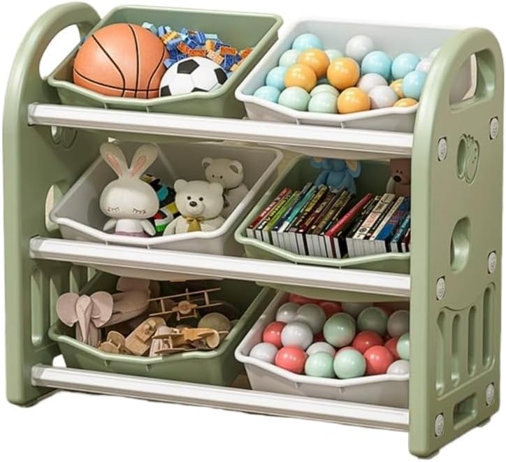 おもちゃ収納棚 本棚 大容量 装着簡単 入園・入学ギフトYGEVUHT (77cm*66cm,緑色と白)