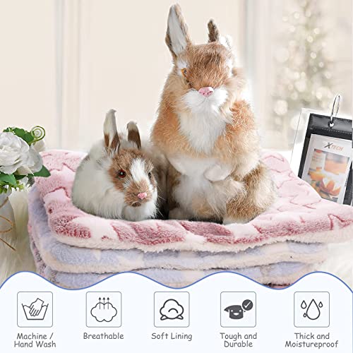 Rozkitch 4 Pieces Guinea Pig Blanket Bed, Washable Hamster Bedding Pad For Small Animal, Soft Plush Fleece Mat For Sugar Glider Hedgehog Chinchilla Sleep Bed, Rabbit Cage Accessories 11.8 X 15.7Inch #TOP3