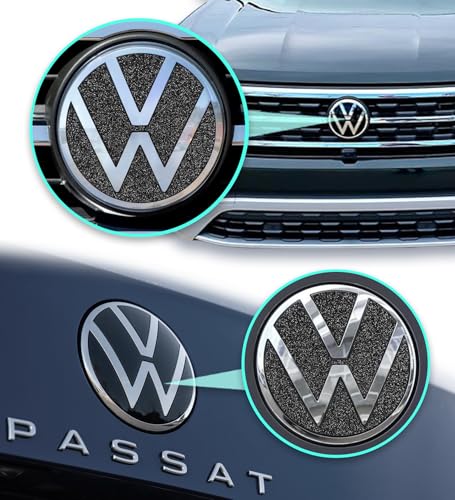 Image of IPG Decal Made for VW 2021 Passat Polo Tiguan Golf Rear /Front Emblem Logo Decals Stickers Set (4 Units) (Black Glitter)