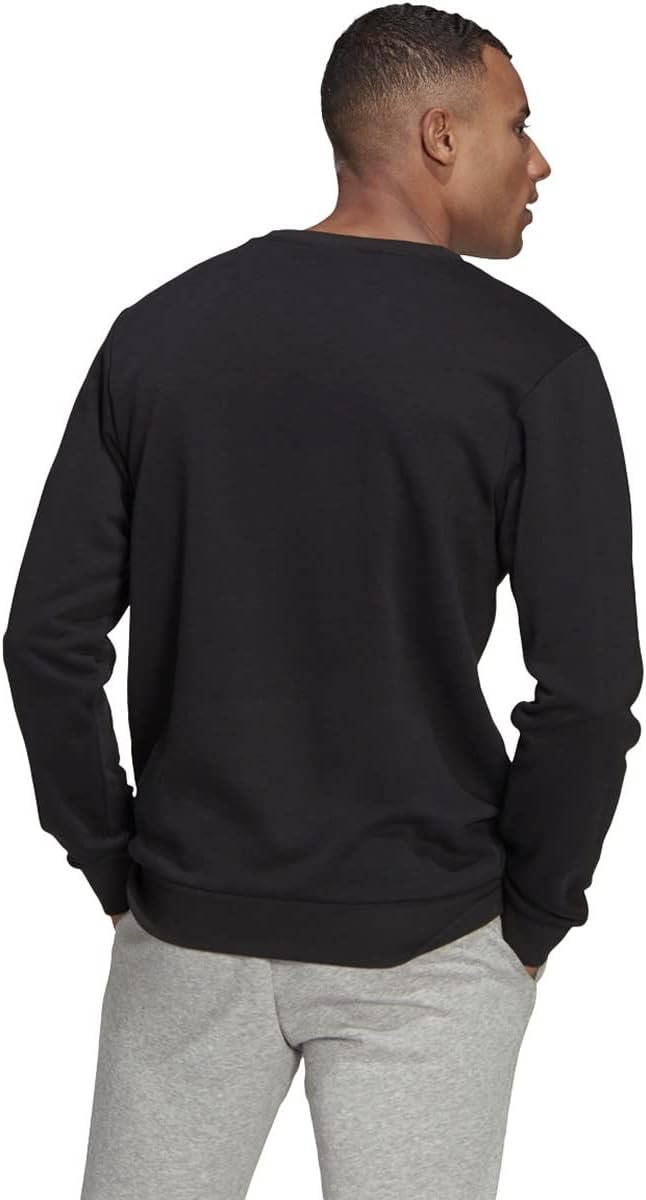 adidas Mens Essentials Fleece Crew Neck Sweatshirt Casual - Blue - Image 2