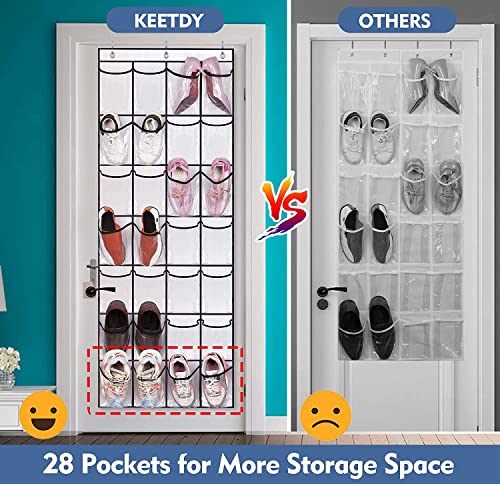 KEETDY 28 Large Clear Over The Door Shoe Rack and Over the Door Shoe Rack for Door fit 20 Pairs Sneakers - Thumbnail 6