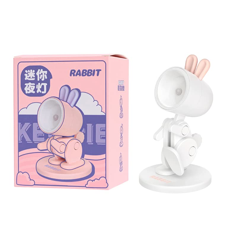 Usper Mini LED Desk Lamp Cute Small Phone Holder, Dog Dinosaur Deer Rabbit Shape Night Light Adjustable Phone Stand, Portable Foldable Reading Table Night Lamp Cartoon Pet for Kids Students