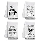Farmhouse Family Kitchen Dish Towels and Dishcloths Sets of 4, Funny Housewarming Gifts for New...