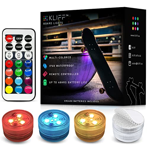 KLIFF Skateboard Lights LED Underglow, Scooter Lights, Longboard Lights, Skateboard Accessories, Longboard Accessories, Skateboarder Gifts, Electric Scooter Accessories, Scooter Accessories for Kids