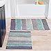 Chardin home Cordural Stripes Bath Mat, Set of 2 Bath Rugs (17 Inches x24 Inches & 21 Inches x34 Inches) | Non Slip Bathroom Rug, Machine Washable, Plush, Highly Absorbent | Mint Green & Grey
