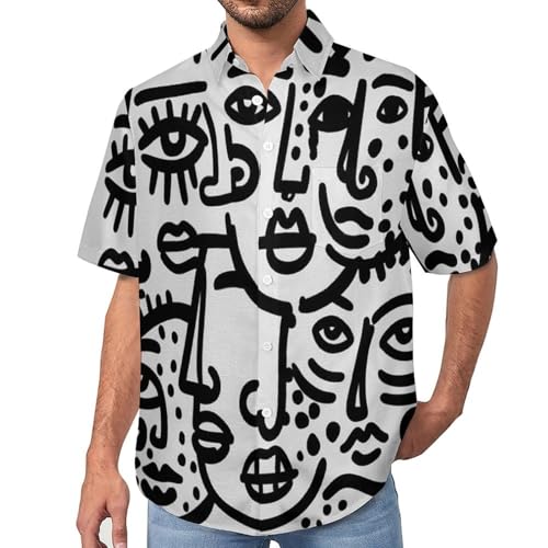 Chemise hawaïenne homme au motif visage abstrait pour exprimer votre liberté