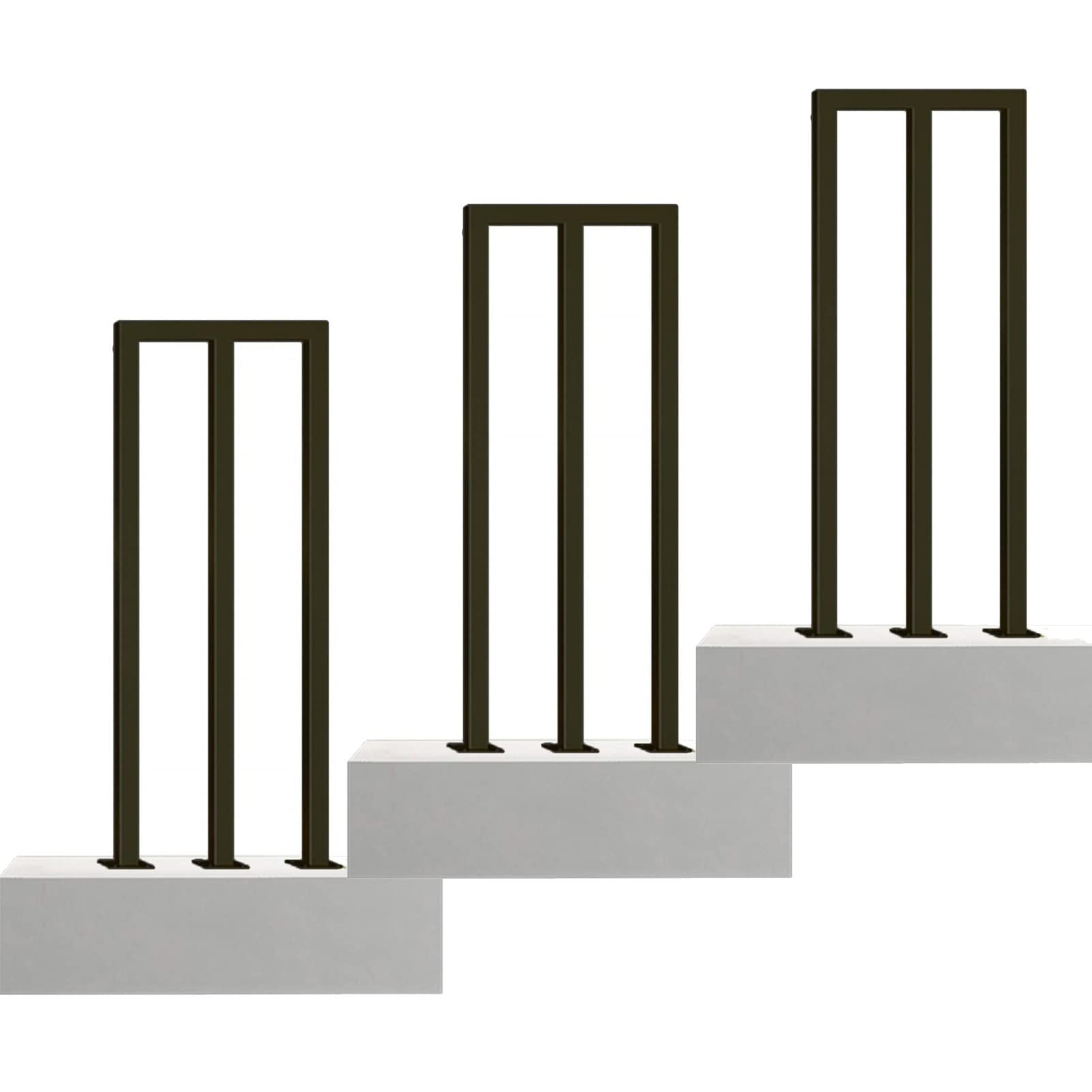 LWJSOCP Black Metal Stair Railing Kit Non Slip Indoor/Outdoor/Loft/Garden Handrail U/M Stairs Balusters 3FT Length