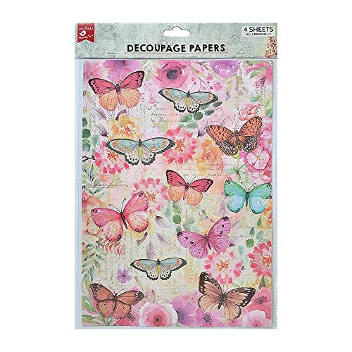 Little Birdie Decoupage Paper A4 4/Pkg-Butterfly Flight