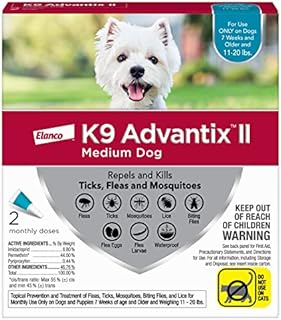 K9 Advantix II Flea and Tick Prevention for Medium Dogs (11-20 Pounds), 2 Pack