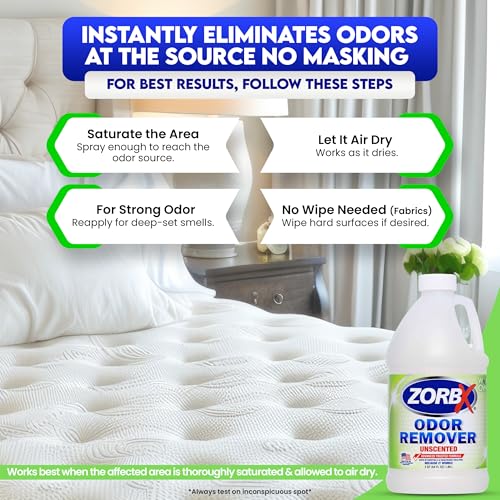 Image of ZORBX Unscented Odor Eliminator Spray 64 Oz Refill, Hospital-Grade Formula | Permanent Odor Remover for Pet & Human Urine, Smoke & Strong Odors, Carpet, Upholstery, Mattress, Bathroom, Basement & More