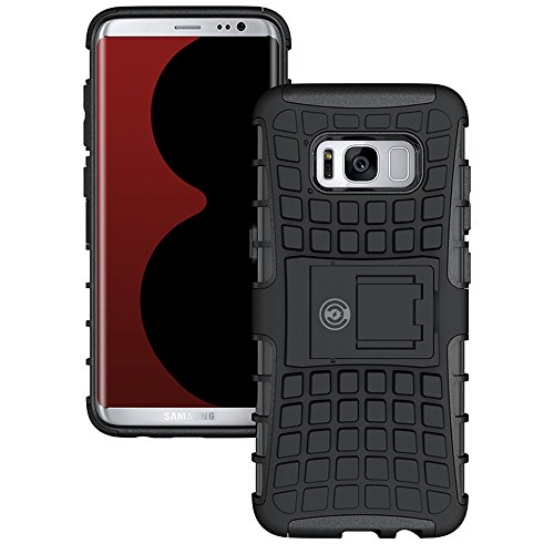 Galaxy s8 Case, Protective Galaxy s8 Armor Cases- [Eternity Series] Tough [Rubber] Rugged Shockproof Dual Layer Hybrid Hard/Soft Slim Case (for The Galaxy s8) by Cable and Case with Kickstand (Black)