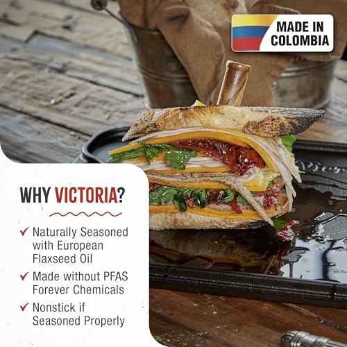 Image of Victoria Rectangular Cast Iron Griddle. Double Burner Griddle, Reversible Griddle Grill, 18.5 x 10 Inch, Seasoned with 100% Kosher Certified Non-GMO Flaxseed Oil