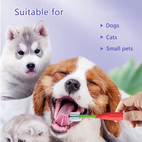 Image of 2PCS Dog Toothbrush 360 Degree Cat Tooth Brush, Dual Head Dogs Toothbrush Pet Teeth Cleaning Supplies for Small Medium Large Dogs Cats