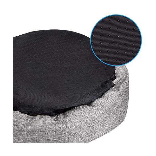 Queta Haustierbett für Katzen und Hunde, Rundes Plüsch Weich Hundebett, Schöne Katzenbett in Katzenohren-Form(45cm) (grau) – Bild 6