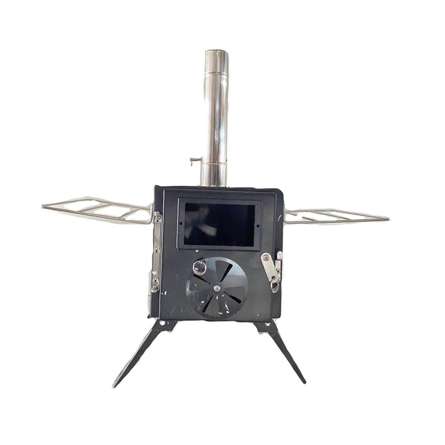 Estufa de acero al carbono para tienda de campaña, 40 x 20 x 22 cm, estufas de leña con tubos de chimenea para cocinar al aire libre, camping, senderismo